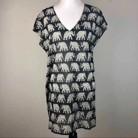 J. Crew Tissue Tunic Elephant Print Swim Coverup S - Picture 2 of 7